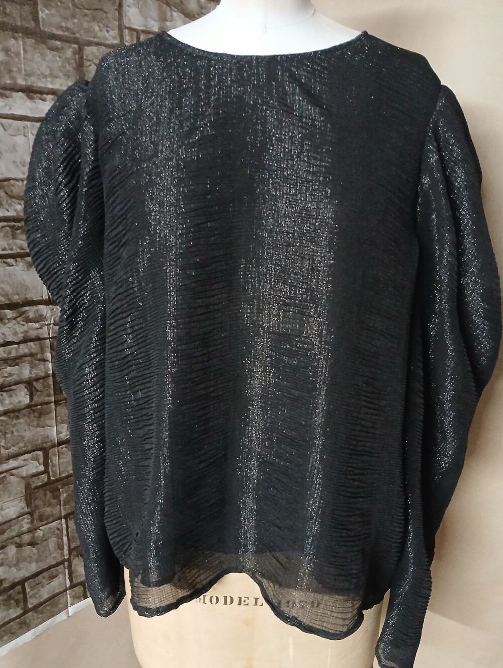 Calvin Klein Black Sheer Metallic Top
